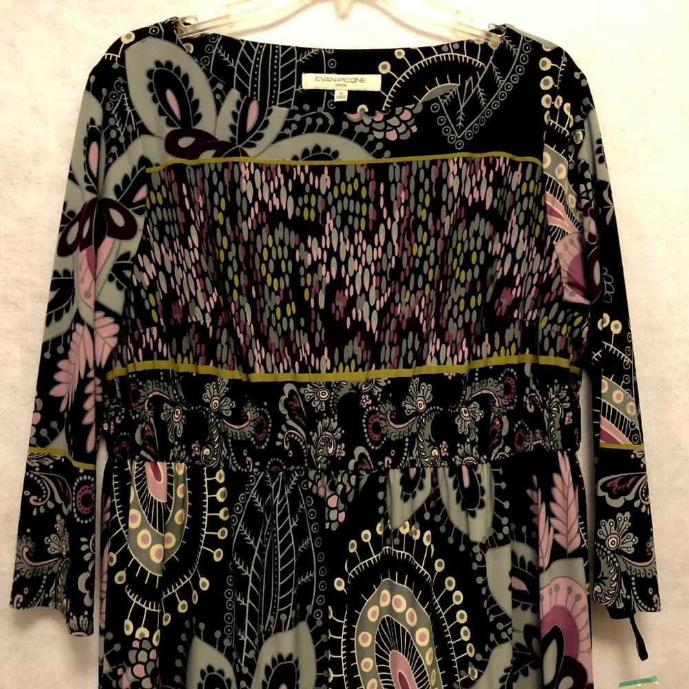 NWT Evan-Picone Women's Black/Purple Dress 16